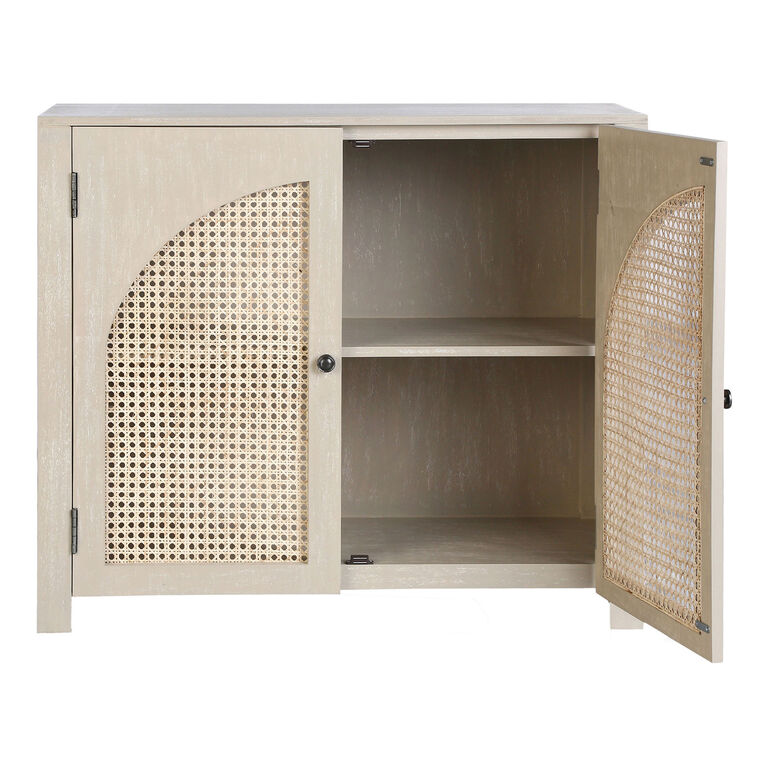 Seymour Wood and Rattan Cane Arched Door Storage Cabinet image number 3