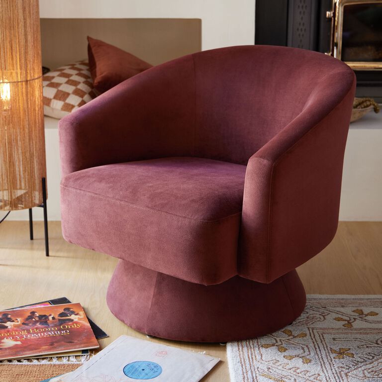 Abbey Velvet Upholstered Swivel Chair image number 2