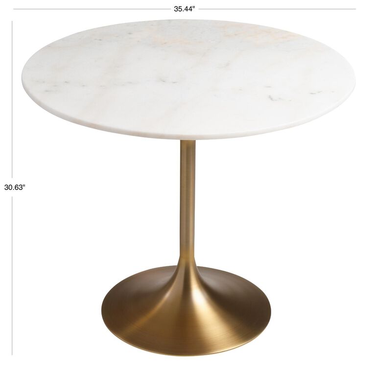 Leilani White Marble Top and Gold Tulip Dining Table image number 4