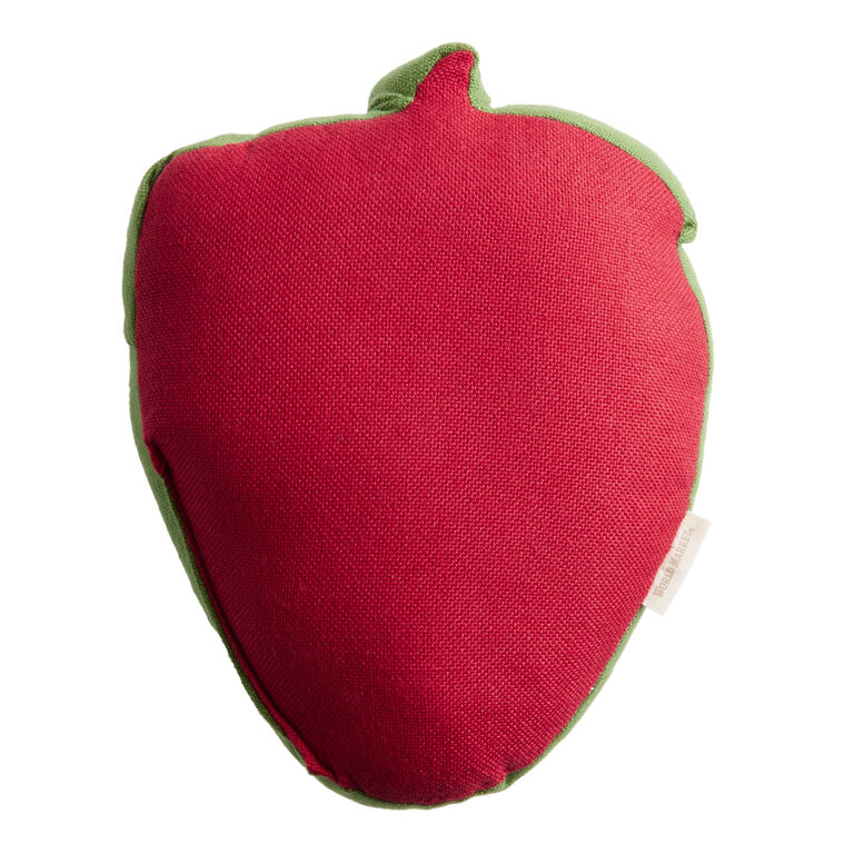 Red Strawberry Shaped Indoor Outdoor Throw Pillow image number 3
