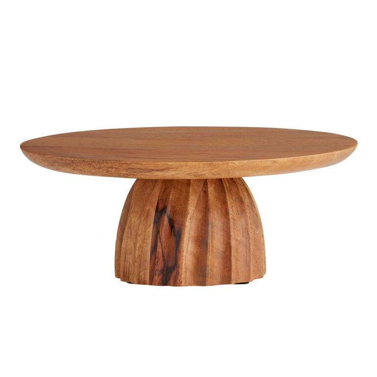 Mango Wood Vertical Ribbed Cake Stand image number 1