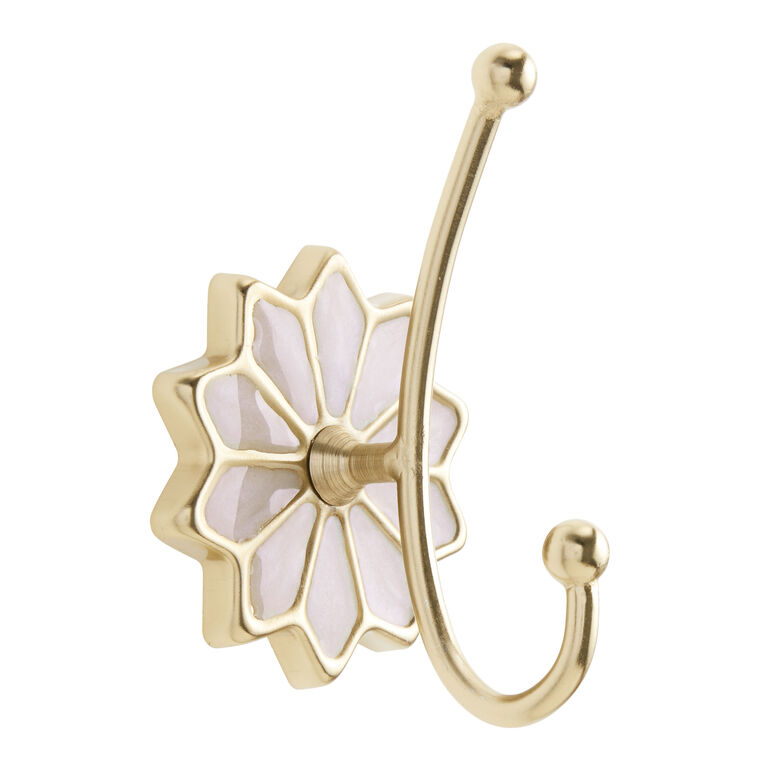 Gold And Opal Floral Double Wall Hook image number 1