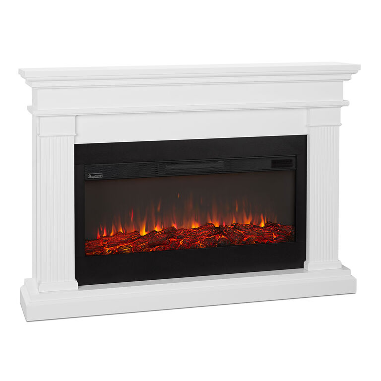 Barehelm White Wood Electric Fireplace Mantel image number 1