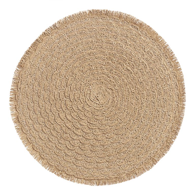 Round Natural Braided Placemat With Fringe Set Of 4 image number 1