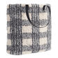 Ivory And Black Plaid Faux Sherpa Tote Bag image number 0