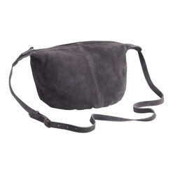 Dark Gray Suede Hobo Crossbody Bag