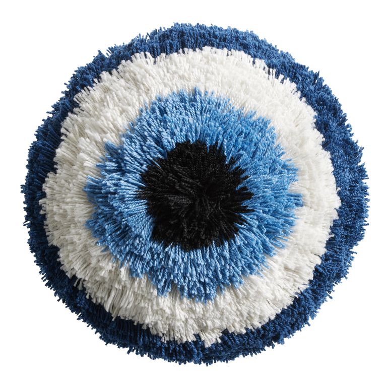 Round Tufted Evil Eye Indoor Outdoor Throw Pillow image number 1