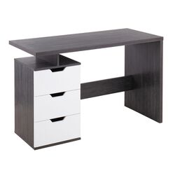Geary Charcoal and White Wood Desk with Drawers