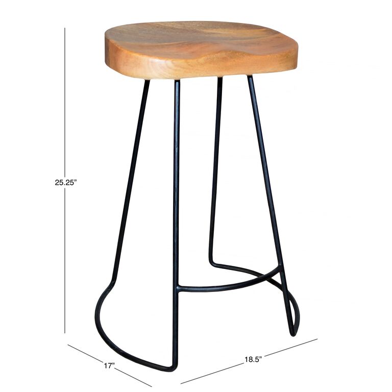 Chent Wood and Metal Backless Counter Stool 2 Piece Set image number 3