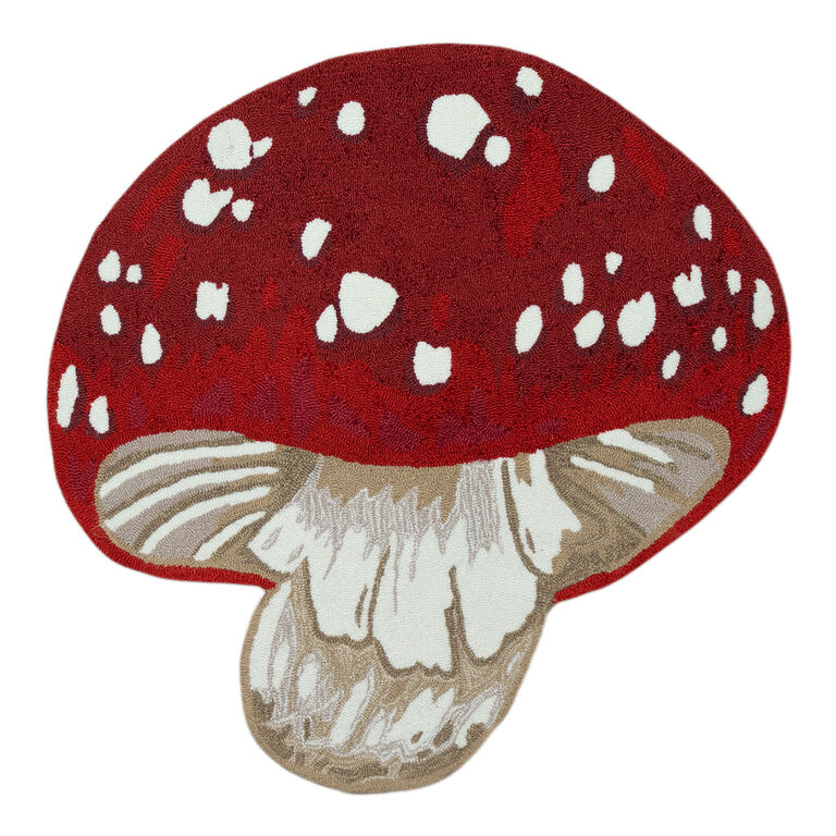 Red and White Mushroom Indoor Outdoor Rug image number 1