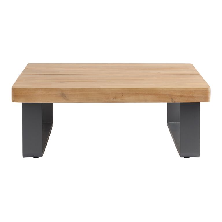 Alicante II Gray Metal and Wood Outdoor Coffee Table image number 2