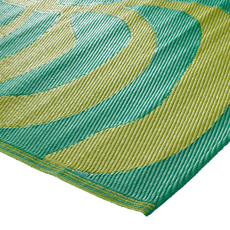 Rio Two Tone Green Leaf Reversible Indoor Outdoor Floor Mat image number 4
