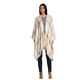 Ivory And Brown Plaid Hooded Wrap With Pockets image number 0