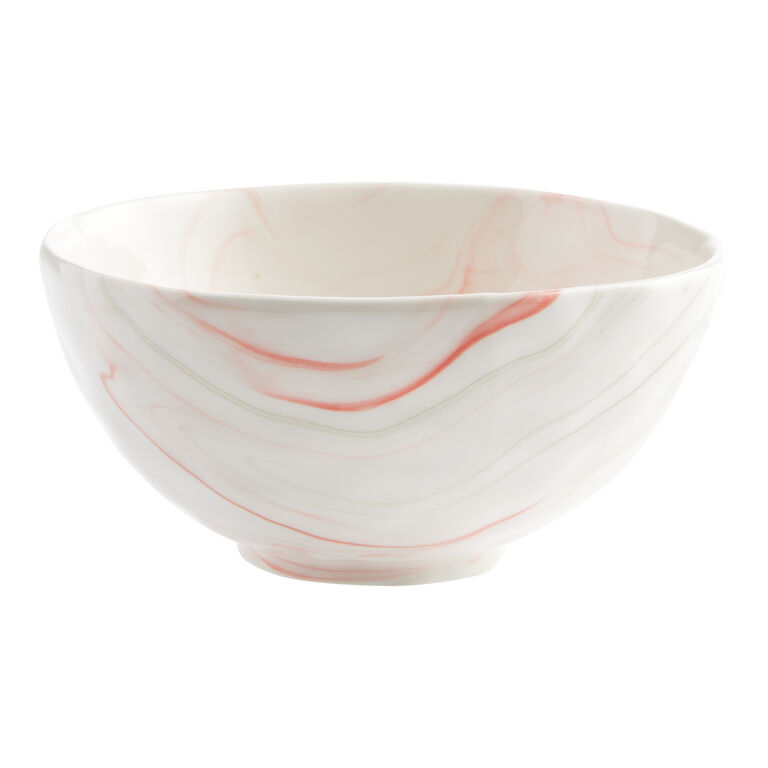 Pink And White Marbled Organic Bowl image number 1