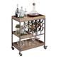 Wood and Faux Leather Strap Bar Cart with Wine Storage image number 3
