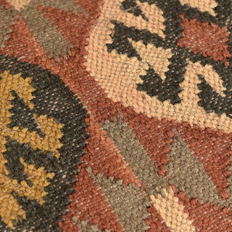 Multicolor Wool Kilim Upholstered Bench image number 6