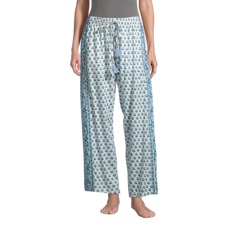 Blue And White Bhuti Floral Print Pajama Pants image number 1