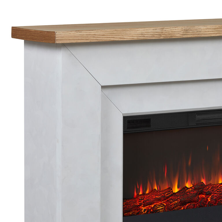 Sleetham Light Gray Wood Electric Fireplace Mantel image number 3