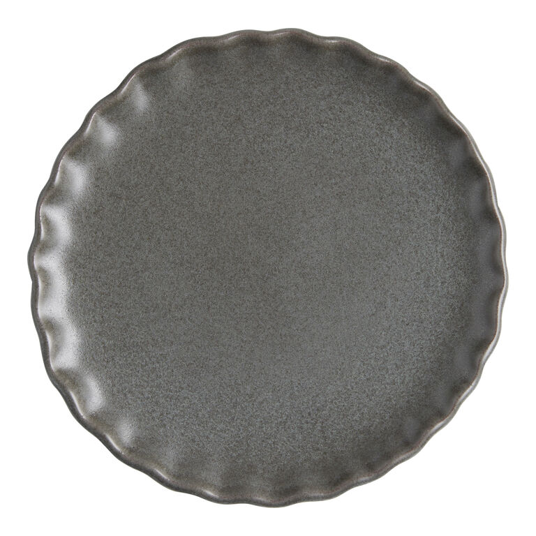Silva Charcoal Gray Reactive Glaze Ruffle Rim Salad Plate image number 1