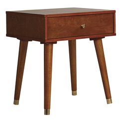 Noah Light Walnut Wood End Table with Drawer