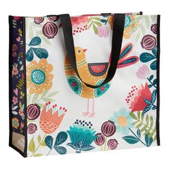 Large Bird And Spring Floral Tote Bags Set of 2