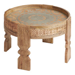 CRAFT Rhea Round Wood and Metal Medallion Coffee Table