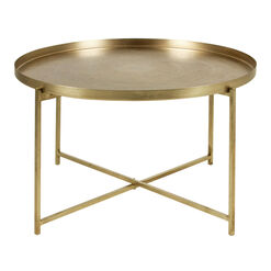 Lillie Round Gold Etched Tray Top Folding Coffee Table