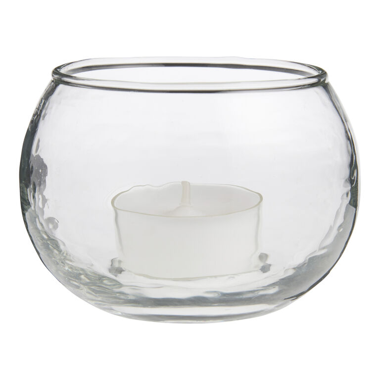 Round Hammered Glass Tealight Candle Holder image number 1