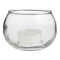 Round Hammered Glass Tealight Candle Holder