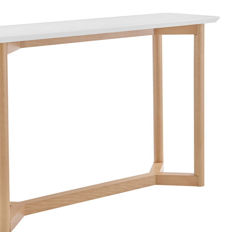 Oxford Matte White and Natural Wood Console Table image number 4