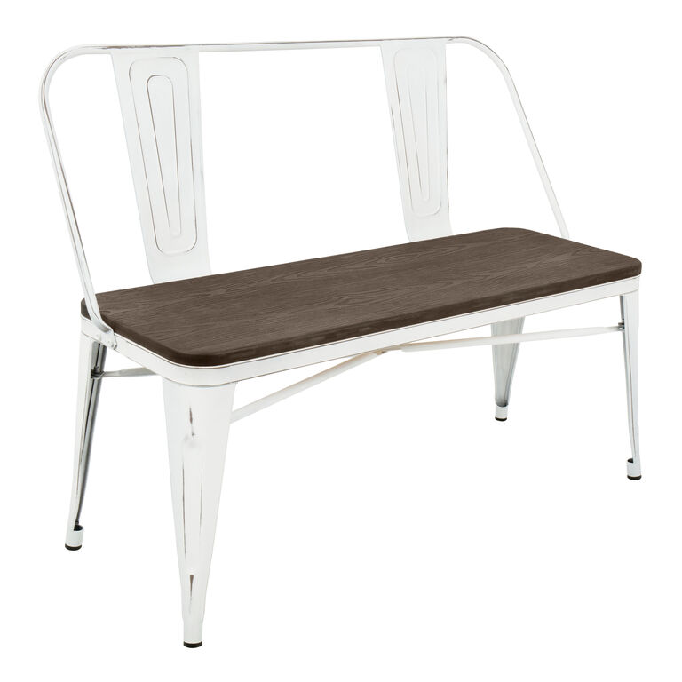 Ridgeby White Metal and Espresso Wood Dining Bench image number 1