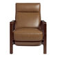 Erik Brown Faux Leather and Wood Upholstered Recliner image number 2