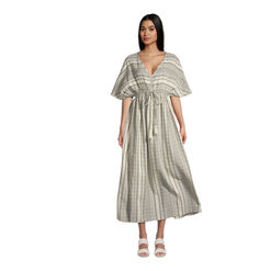 Gray And Ivory Stripe Mira Kaftan Dress