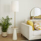 Egret Off White and Brass Metal Floor Lamp with Table image number 1