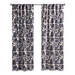 Ames Woven Cotton Abstract Sleeve Top Curtains Set of 2