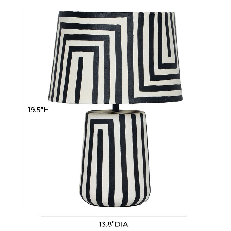 Parry Black and White Maze Stripe Table Lamp image number 6