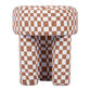Cherbury Round Brown Checkered Boucle Upholstered Stool image number 0