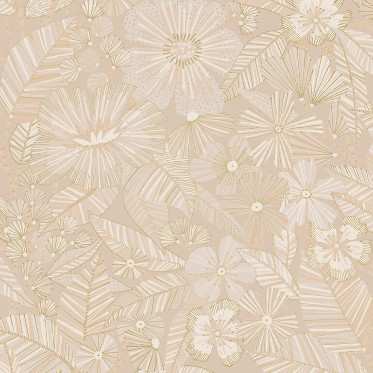 Dusty Rose Pink Metallic Blooms Peel And Stick Wallpaper image number 1
