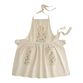 Natural Embroidered Floral Apron with Lace Trim image number 0