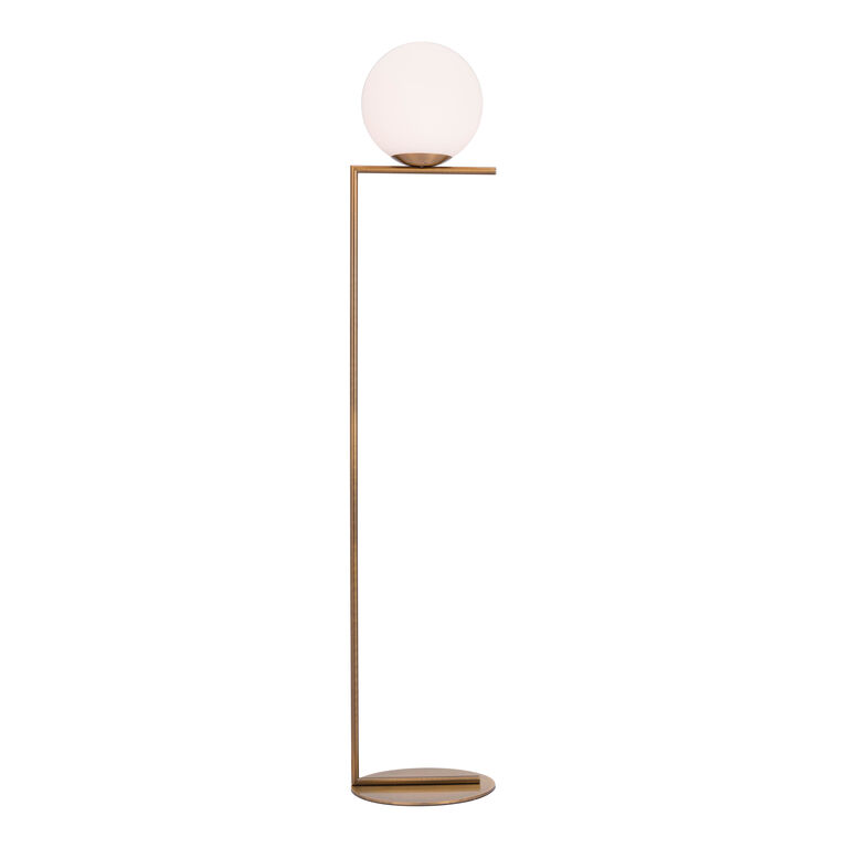 Hudson Brass and Frosted Glass Sphere Floor Lamp image number 3