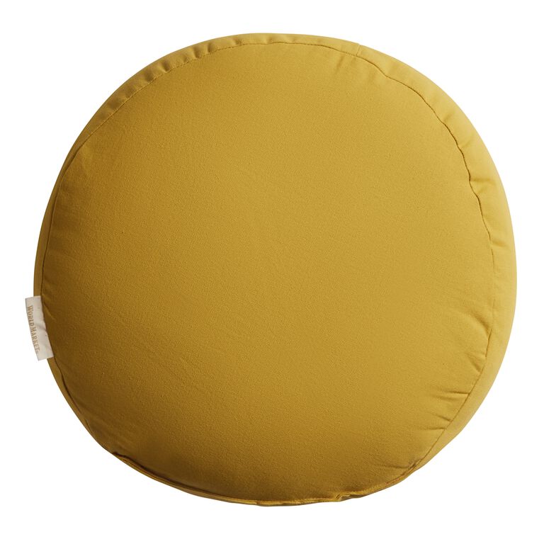 Round Mustard Tufted Flower Throw Pillow image number 3