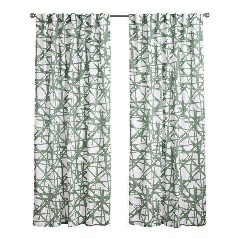 Sage Scratched Windowpane Sleeve Top Curtain Set Of 2 image number 3