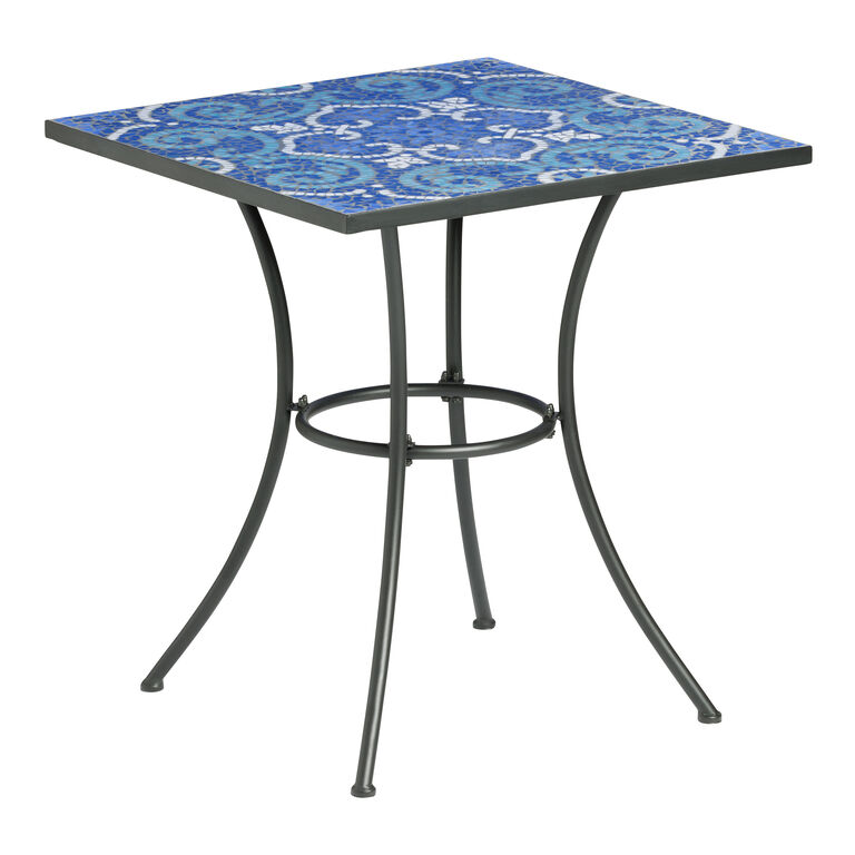 Cadiz Square Blue Mosaic Medallion Outdoor Bistro Table image number 1