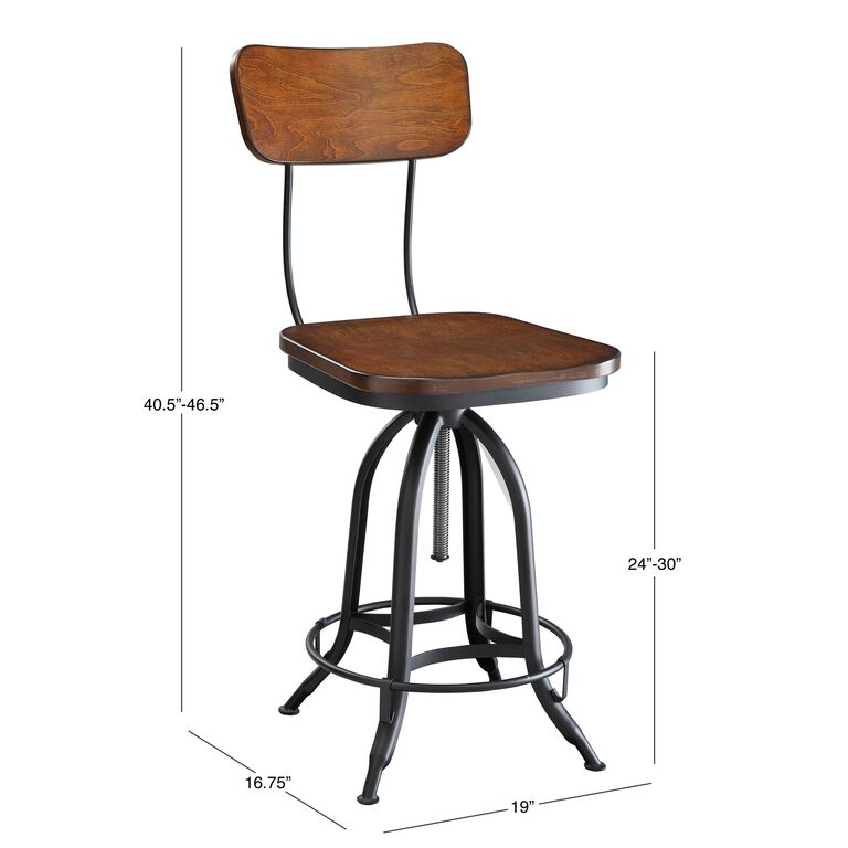 Dowell Wood and Metal Adjustable Height Stool image number 4
