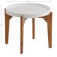 Dorothy Round White Cement and Acacia Outdoor End Table image number 5