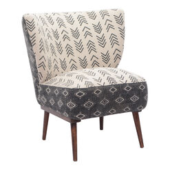 Evins Black And Cream Chevron Diamond Upholstered Chair