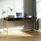 Dennis Wood and Gold Metal Desk with Drawers image number 1