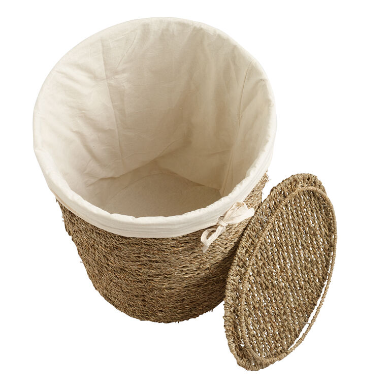 Trista Round Seagrass Laundry Hamper With Liner And Lid image number 3