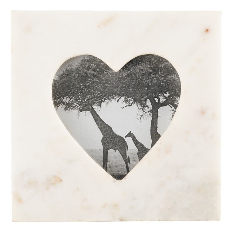 Square White Marble Heart Frame image number 1