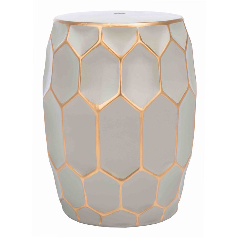Gray And Gold Ceramic Honeycomb Side Table image number 1